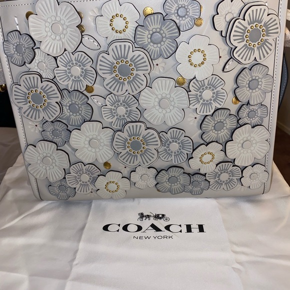 Coach White and Gold Floral Handbag - Picture 1 of 10